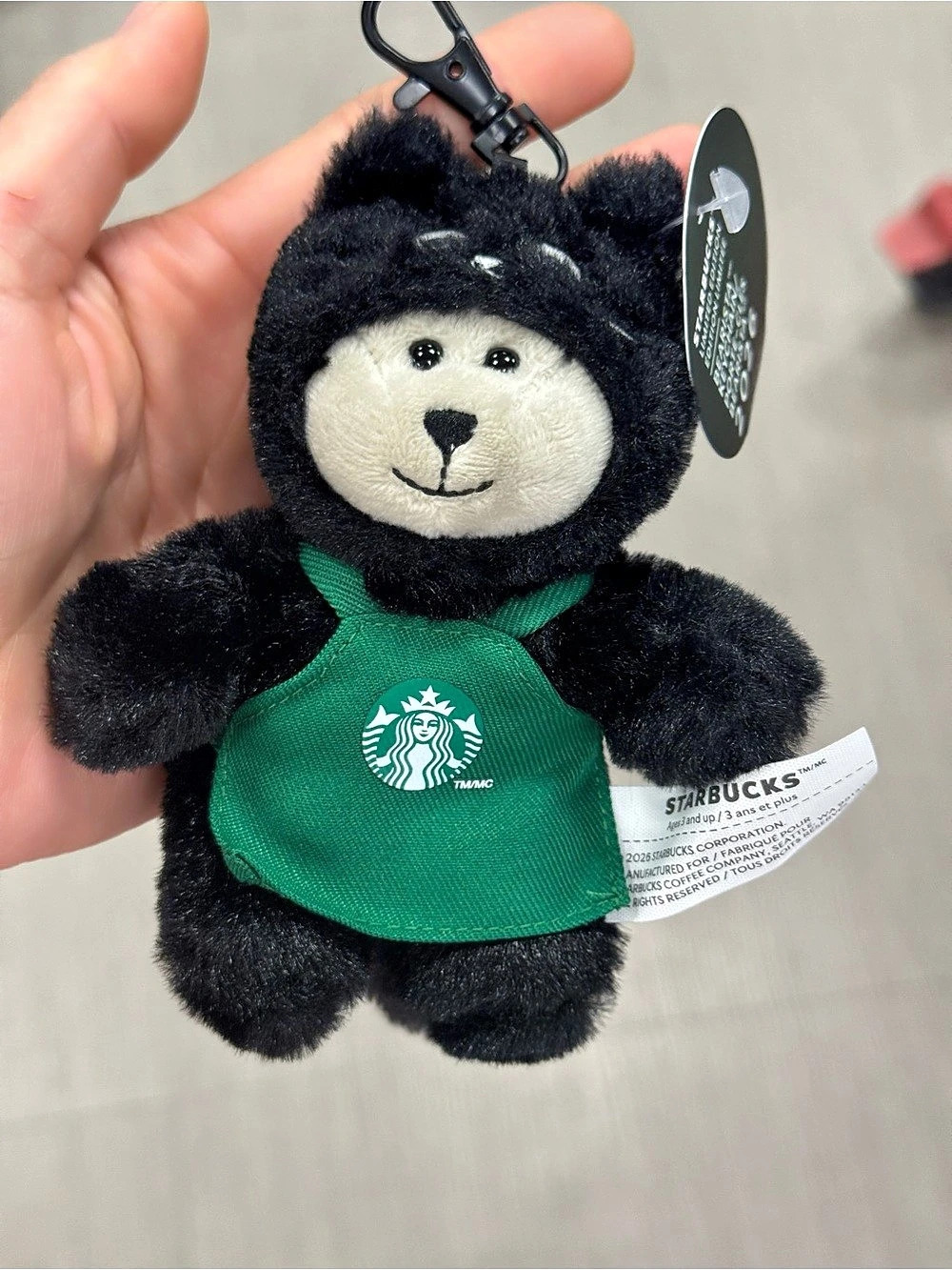Starbucks Black Cat Bearista Plush Bag Charm Black & Green NWT - Picture 2 of 3